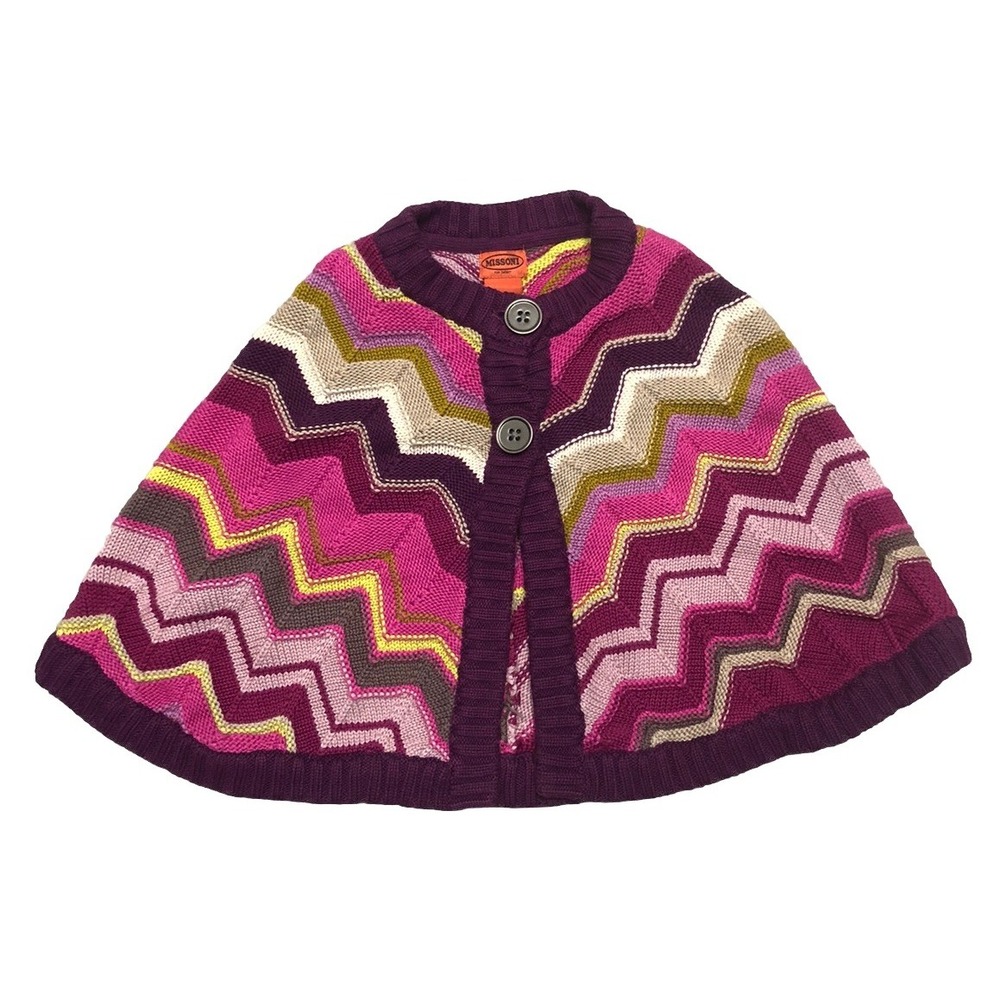 Missoni for Target Cape Girls M Purple Pink Green Chevron Print Knit Poncho‎